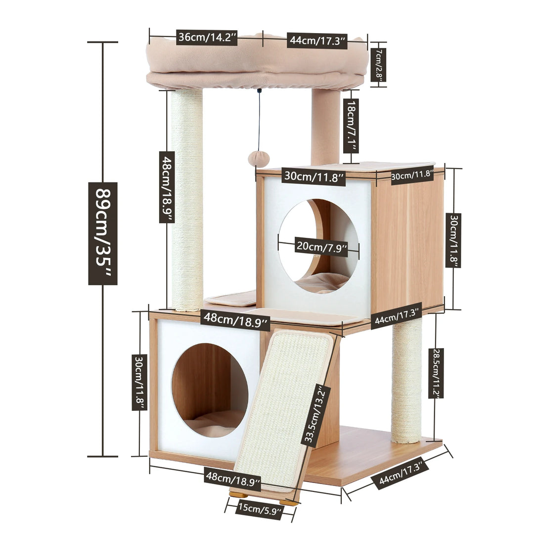 Designer cat tree 89 cm – Elegance and comfort for small spaces