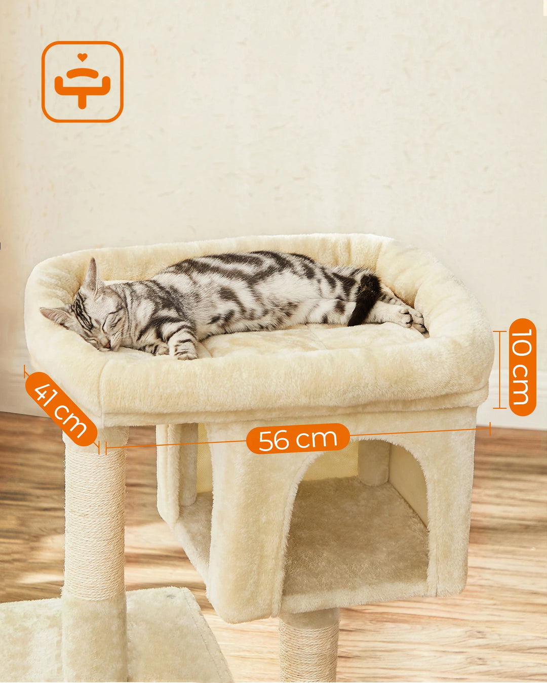 Small cat tree 84 cm – 2 closed niches &amp; soft perch