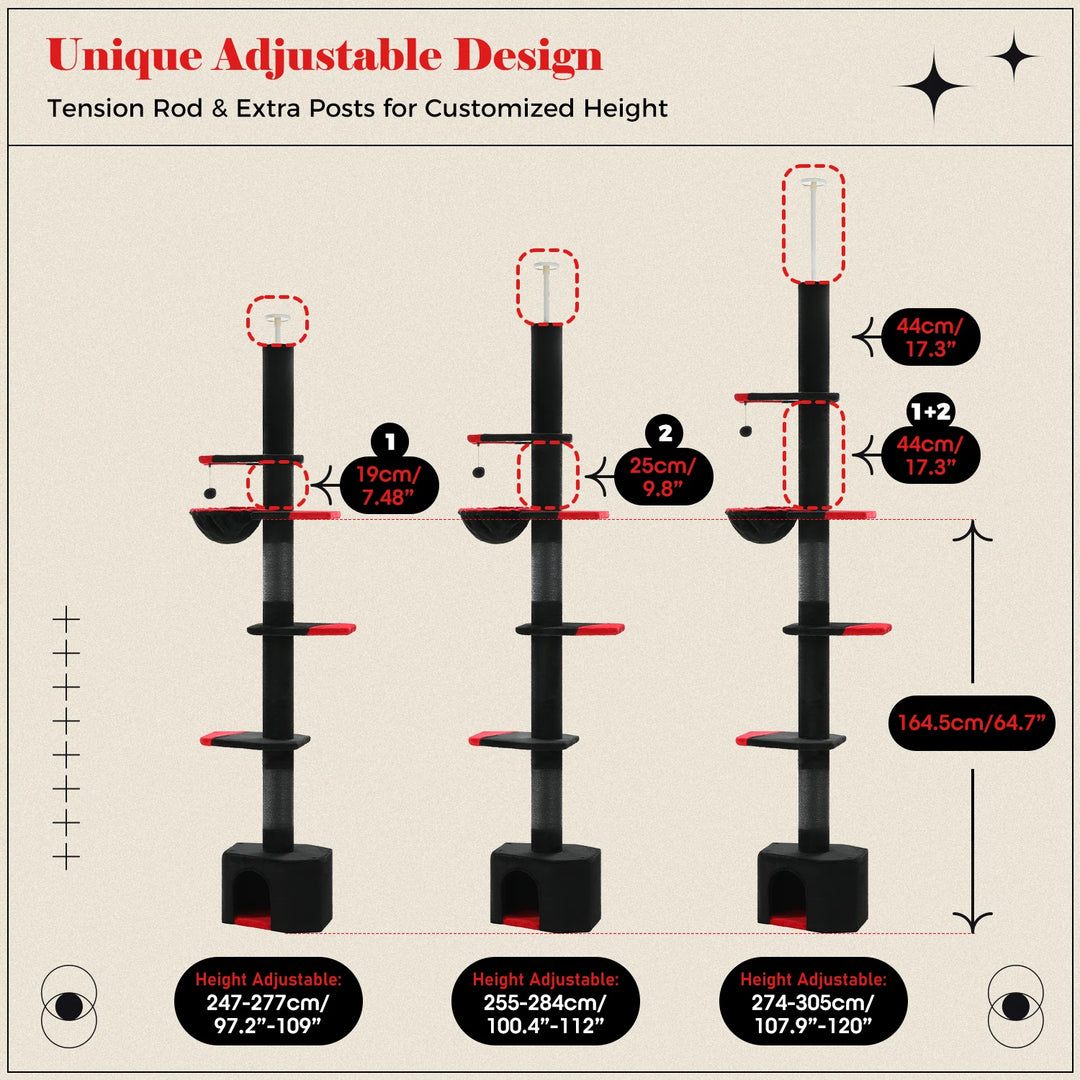 Designer Vertical Cat Tower – Up to 3 Cats, 5 Levels of Freedom