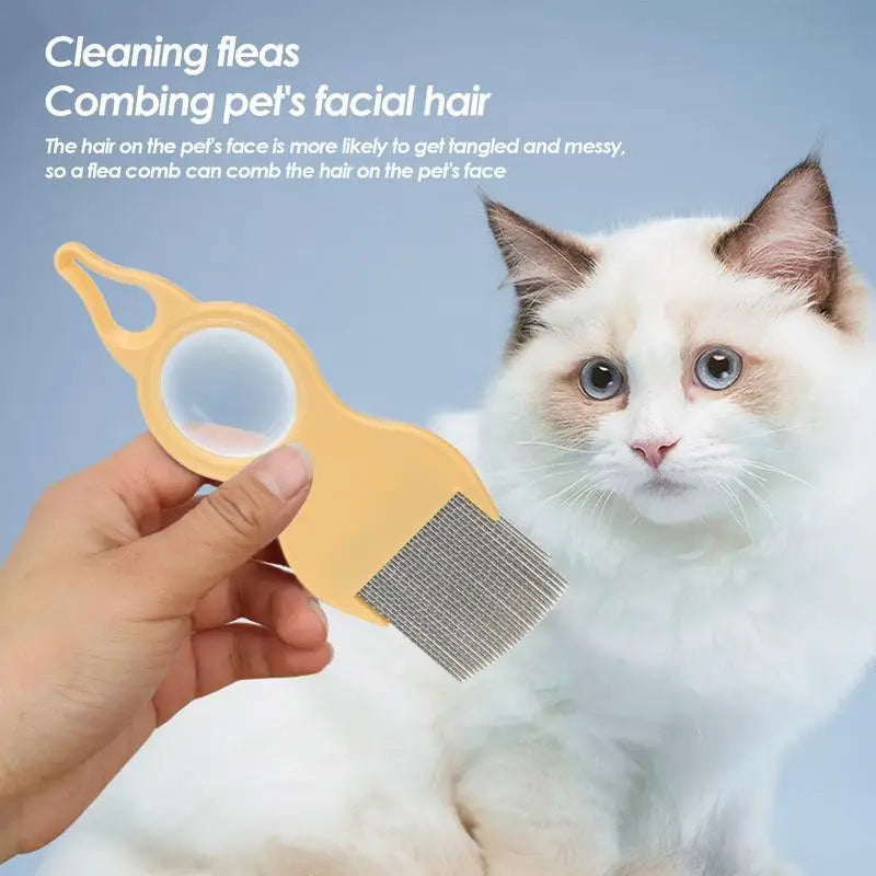 Cat comb with built-in magnifying glass: see better, love more