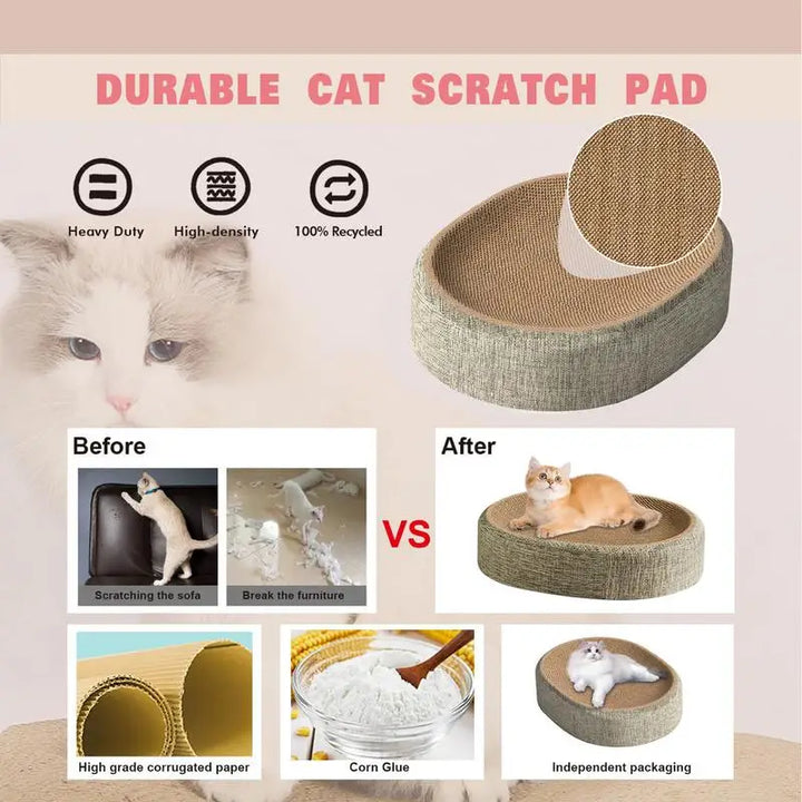Oval cat scratching post: an anti-stress cocoon that saves your sofa