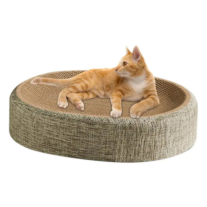 Oval cat scratching post: an anti-stress cocoon that saves your sofa