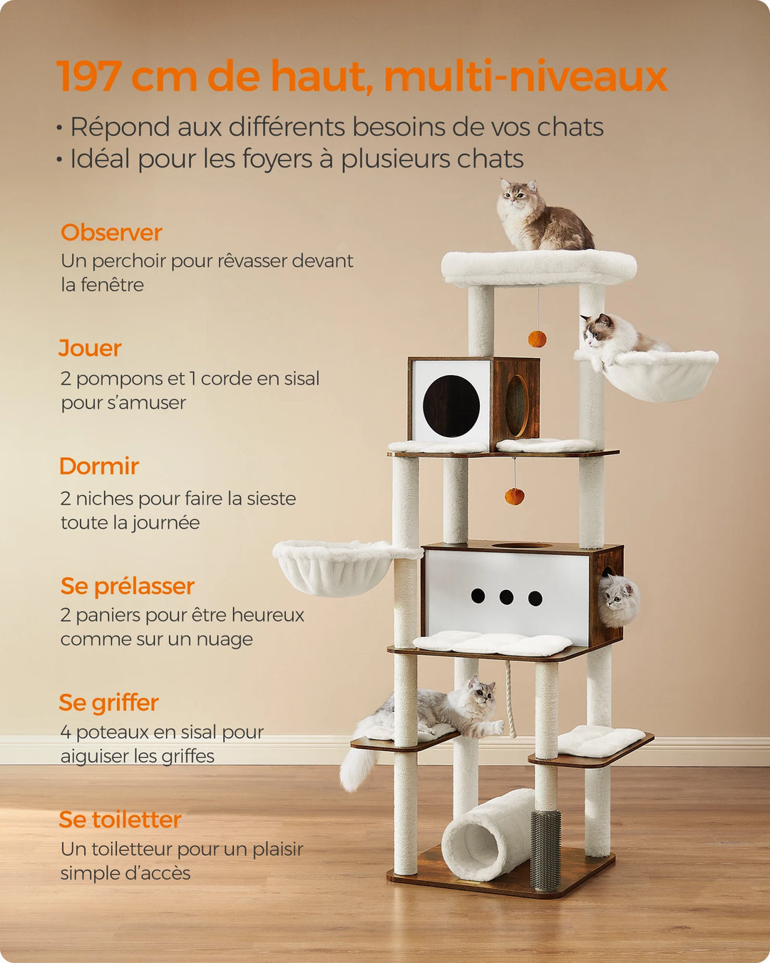 Cat tree 197 cm – A stable haven for several cats