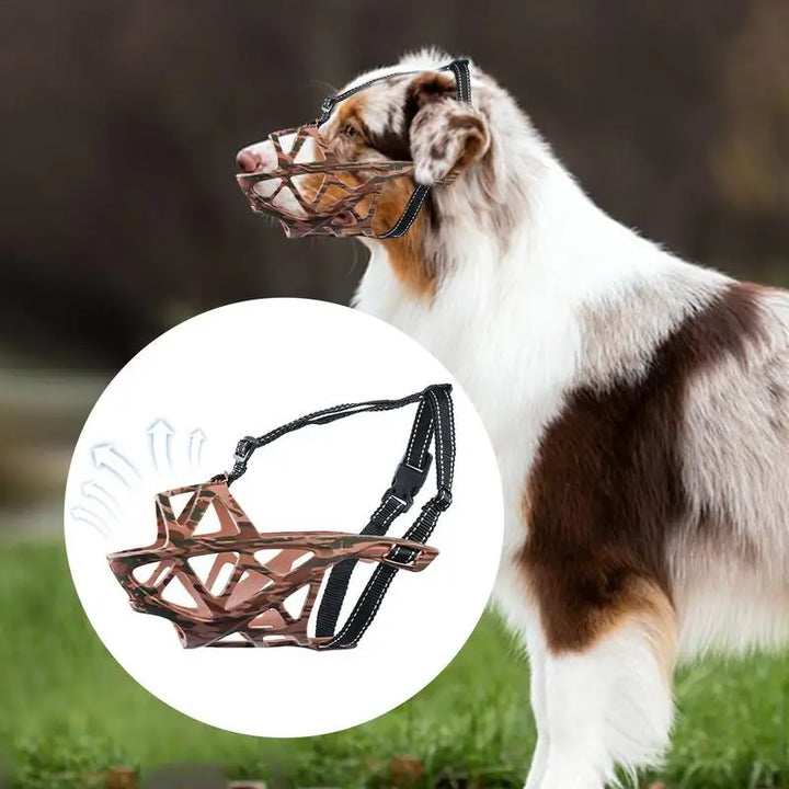 Openwork muzzle for large dogs, comfort and control
