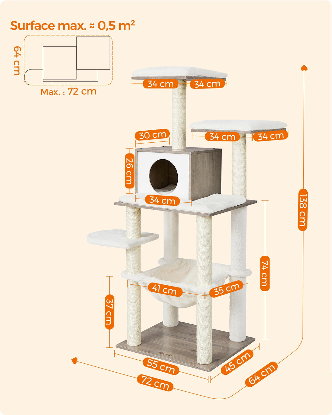 138 cm Cat Tree – A Soft Haven for Sensitive Cats