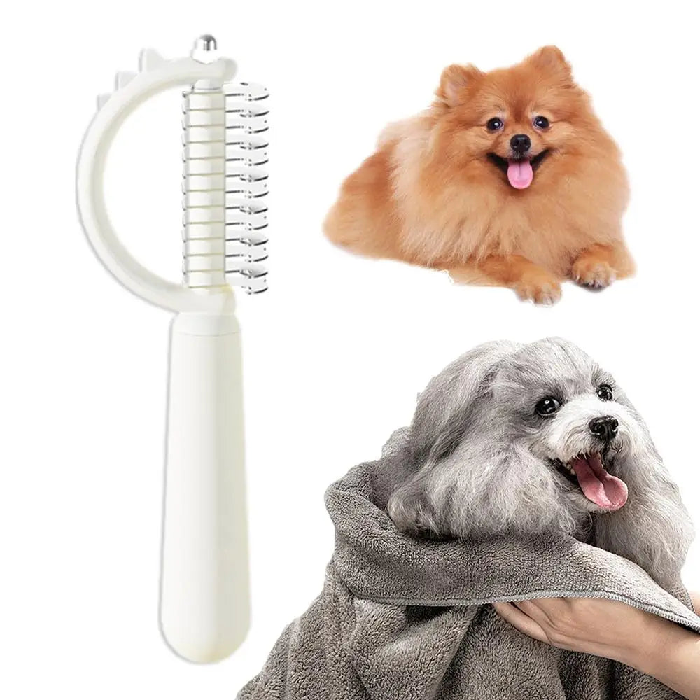 Double-sided anti-shedding and smoothing dog and cat comb