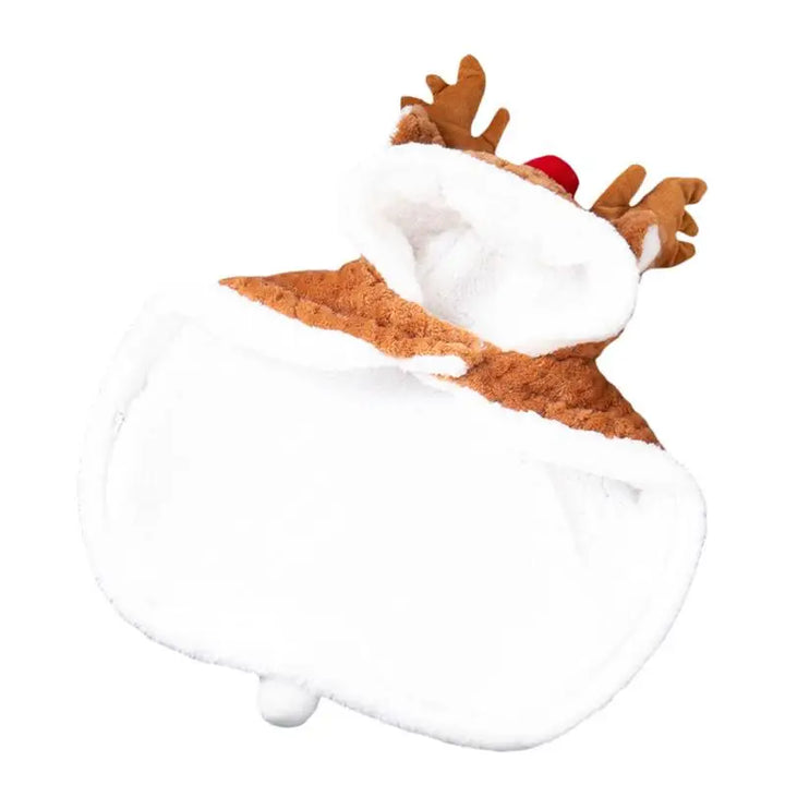 Reindeer Christmas Cape - Soft Costume for Cat or Small Dog