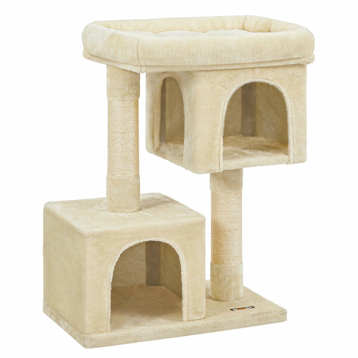 Small cat tree 84 cm – 2 closed niches &amp; soft perch