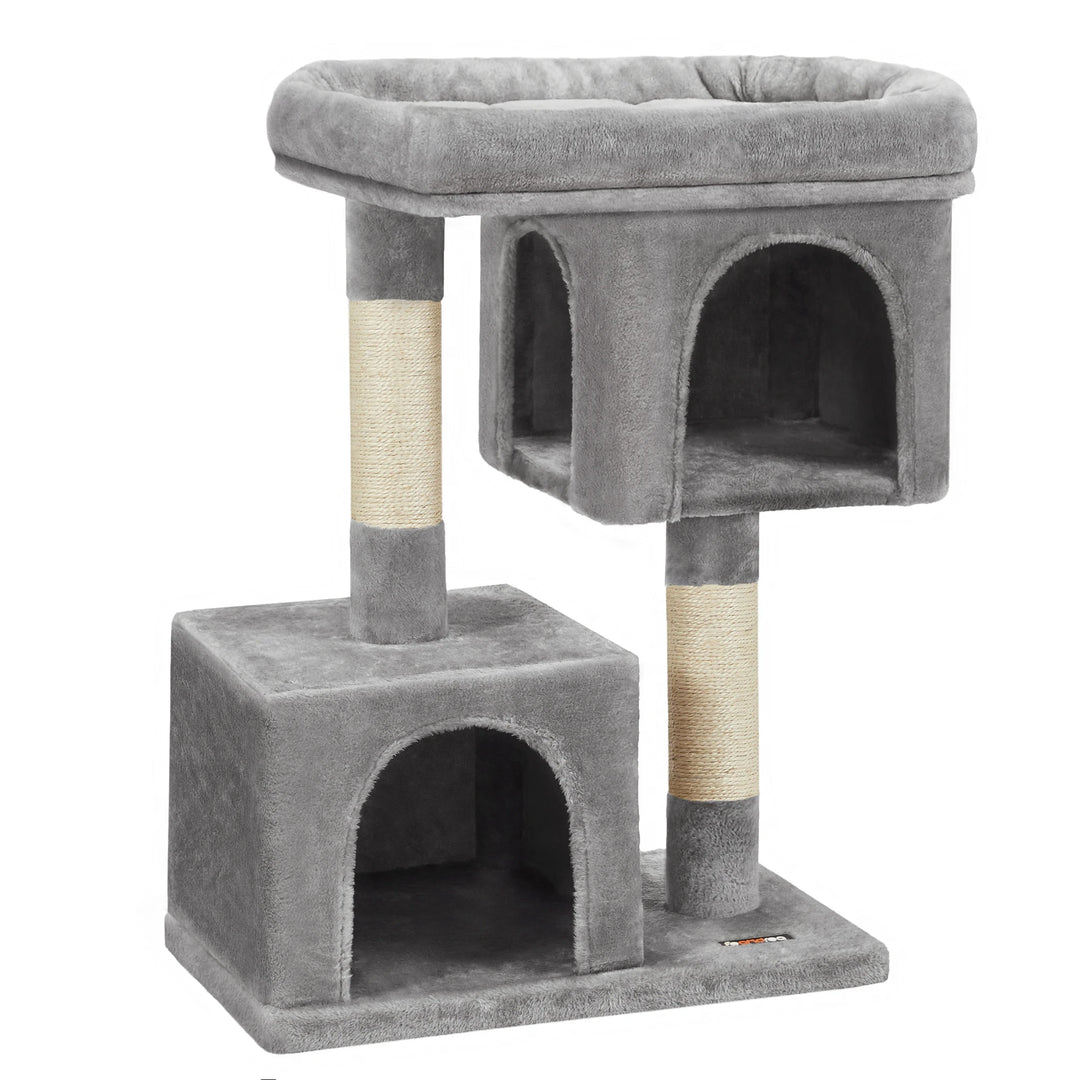 Small cat tree 84 cm – 2 closed niches &amp; soft perch