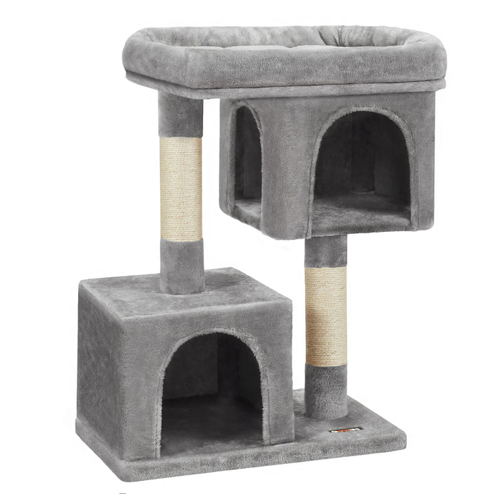 Small cat tree 84 cm – 2 closed niches &amp; soft perch