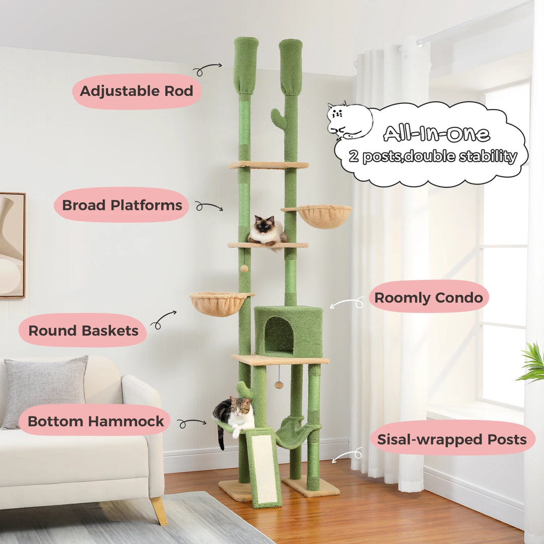 The Cactus Cat Tree – 5 Levels, Hammock &amp; Amazing Style