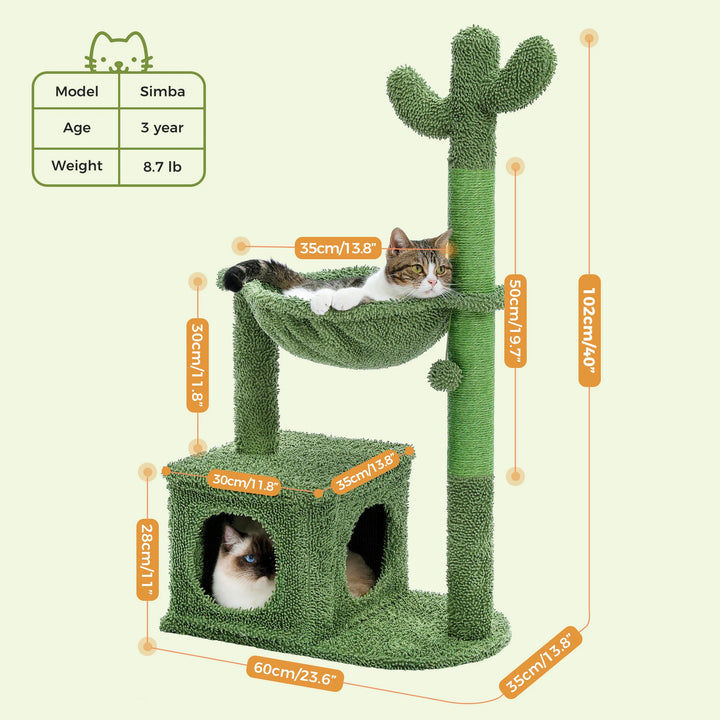Compact Cactus Cat Tree – Smart Comfort for Small Spaces