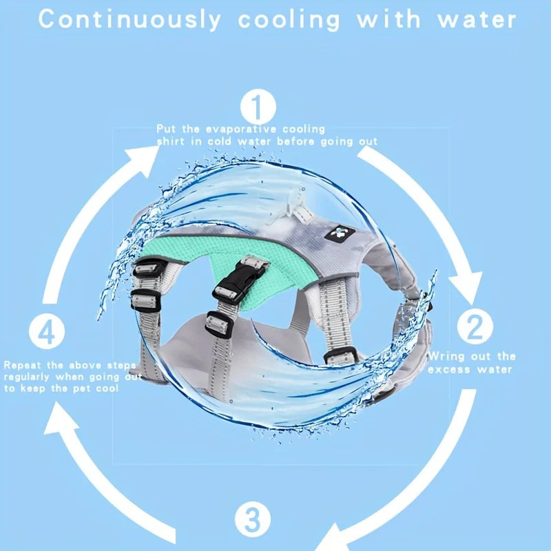 Cooling dog harness: soft anti-pull &amp; continuous freshness
