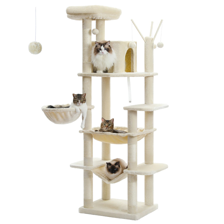 6-Level Cat Tower – Comfort for 4 to 6 Cats, Hammocks &amp; XL Condo