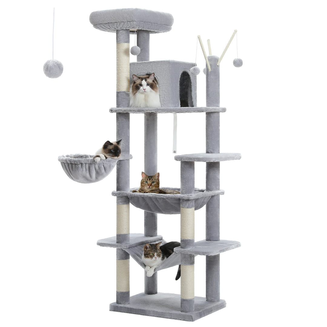 6-Level Cat Tower – Comfort for 4 to 6 Cats, Hammocks &amp; XL Condo
