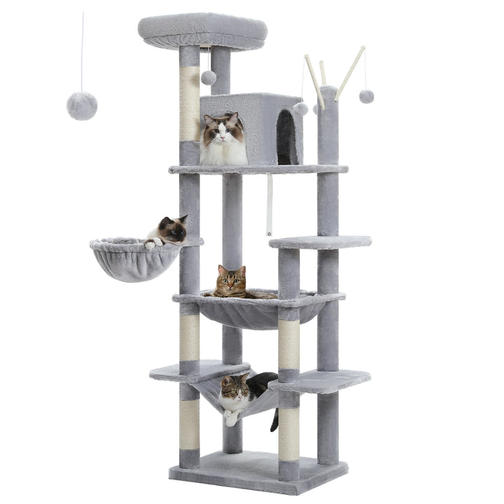6-Level Cat Tower – Comfort for 4 to 6 Cats, Hammocks &amp; XL Condo