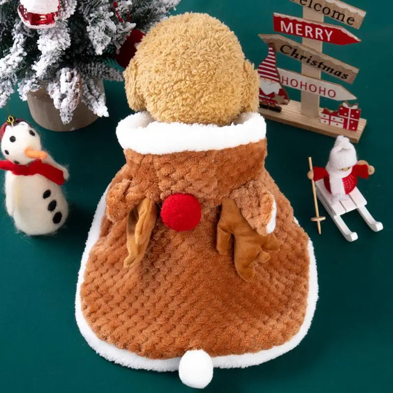 Reindeer Christmas Cape - Soft Costume for Cat or Small Dog