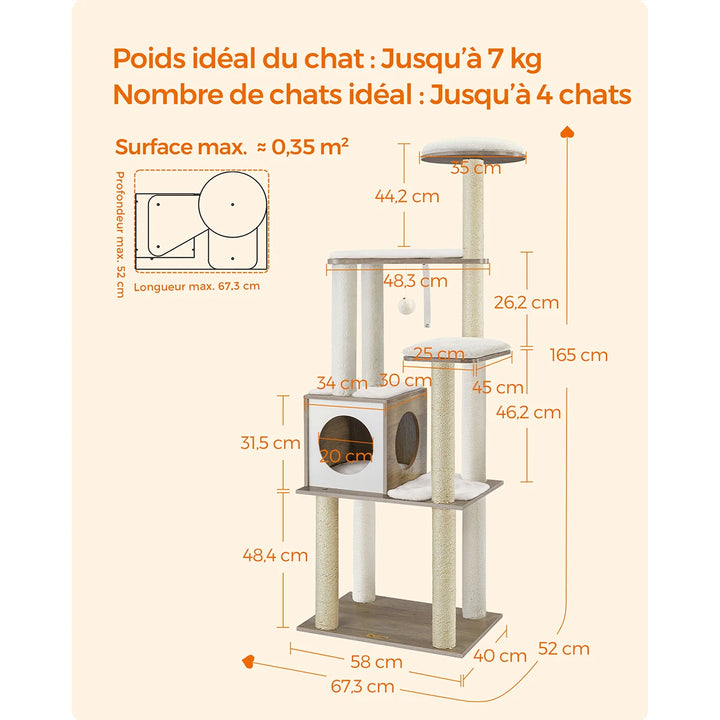 Cat tree 165 cm – Elegant vertical refuge for demanding cats