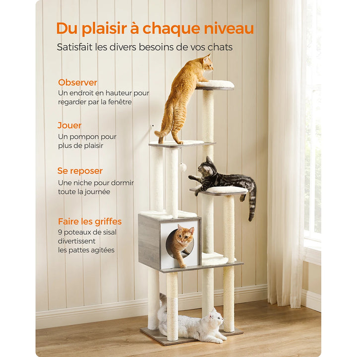 Cat tree 165 cm – Elegant vertical refuge for demanding cats