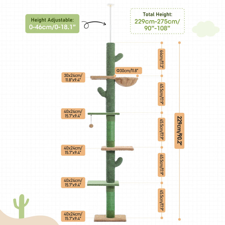 The Cactus Cat Tree – 5 Levels, Hammock &amp; Amazing Style